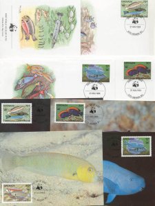 Grenada 8 FDC/cards WWF/Fishes 1984