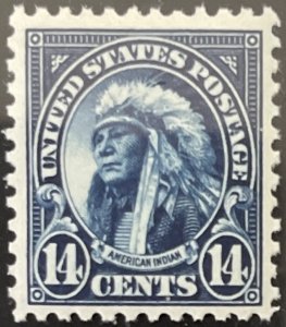 Scott #565 1923 14¢ American Indian flat plate perf. 11 MNH OG F/VF