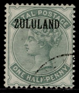 SOUTH AFRICA - Zululand QV SG13, ½d dull green, FINE USED. Cat £50. WITHOUT STOP