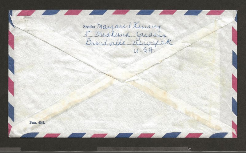 SWEDEN SC# 708 AIR MAIL FROM SWEDISH AMERICAN CRUISE LINE  FVF/U 1968