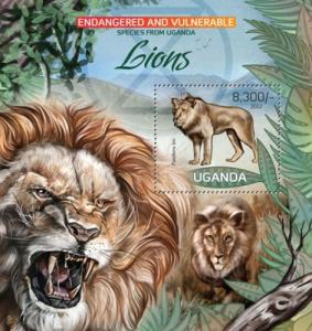 UGANDA 2012 SHEET LIONS WILD CATS FELINES WILDLIFE ugn12407b