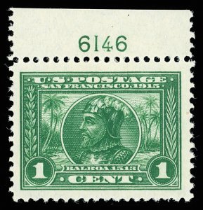 United States #397 Mint ogh superb  top margin plate number 6146 single Cat$1...