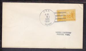 USS Midway 1950 Ship cover BIN 
