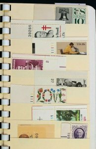 US Old Stamp Collection 52 MNH Plate # Singles All Different in Stock Book