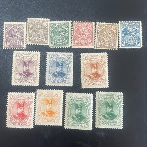 Iran Stamps 1902 -1904 Mozaffar Edin Shah Qajar MH Scott 350-362