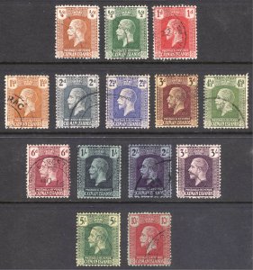 Cayman Is 1921 1/4d-10s Defin Script SG 69-83 Scott 50-63 VFU Cat£250($330)