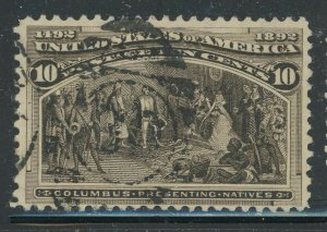 United States 1893 10c Columbus Presenting Natives Sc# 237 used