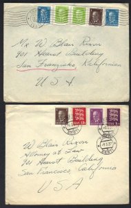 ESTONIA 1937 US TWO COVERS TARTU TO SAN FRANSCISCO CALIFORNIA