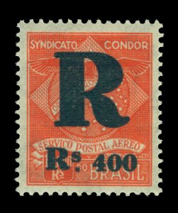 BRAZIL 1930 AIRMAIL - CONDOR  Registered stamps 400r/10000r Scott# 1CLF1 mint MH