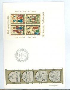 Liechtenstein 471 1970 Minnesinger Medieval ARt (SS of four) on an unaddressed cacheted FDC