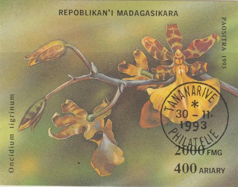 Malagasy Republic 1993 Orchids Sheet Used 11888