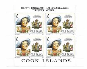 Cook Islands 1995 Queen Mother 95th Birthday Sheet MNH C2