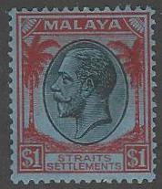 Straits Settlements #199 Mint Hinged $1 KGV