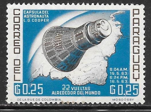 Paraguay 776: 25c Space Capsule Mercury Faith 7, MH, VF