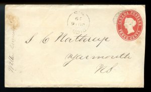 ?DIGBY, N.S. split ring 1879 split rng stat w/contents Small Queen cover Canada