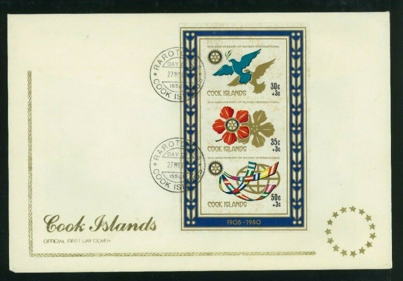 Cook Islands 1980 FDC 75th Anniversary of Rotary International Sheet, Scott B87