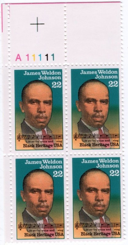Scott #2371 James Weldon Johnson (Black Heritage) Plate Block of 4 Stamps - MNH