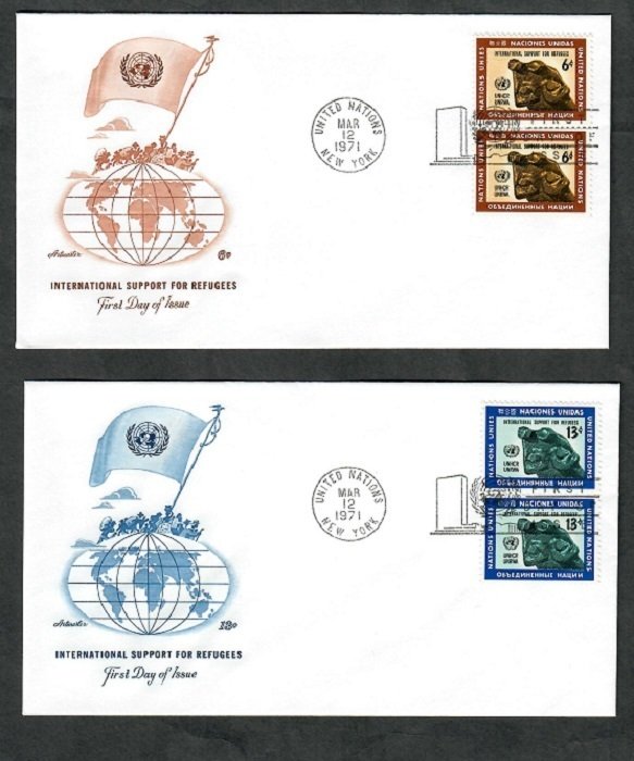 UN New York #216 - 217 Refugees unaddressed Artmaster FDCs