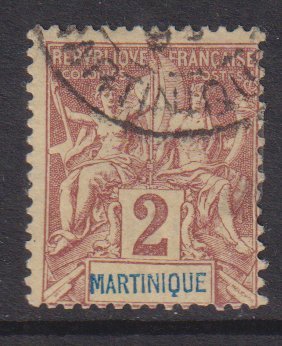 Martinique   #34 used  1892 navigation and commerce 2c