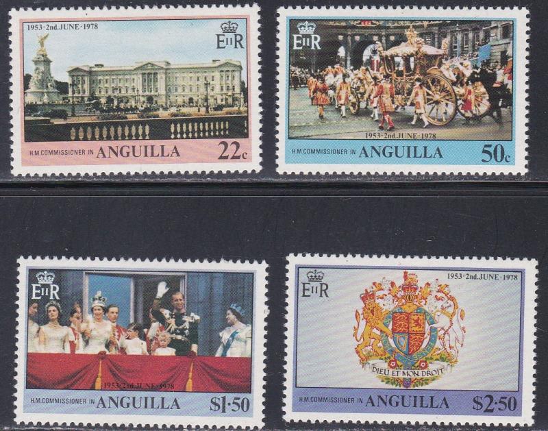 Anguilla # 315-318, Queen Elizabeth Coronation 25th Anniversary, NH, 1/2 Cat.