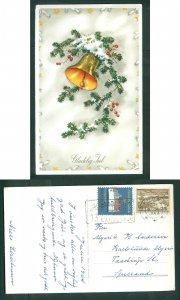 Denmark. Christmas Card 1964. Seal + 25 Ore. Randers. Bell, Spruce, Berries.