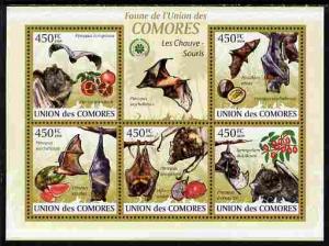 Comoro Islands 2009 Bats perf sheetlet containing 5 value...