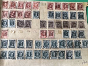 Belgium pre cancel stamps on 2 old album part pages Ref A8449