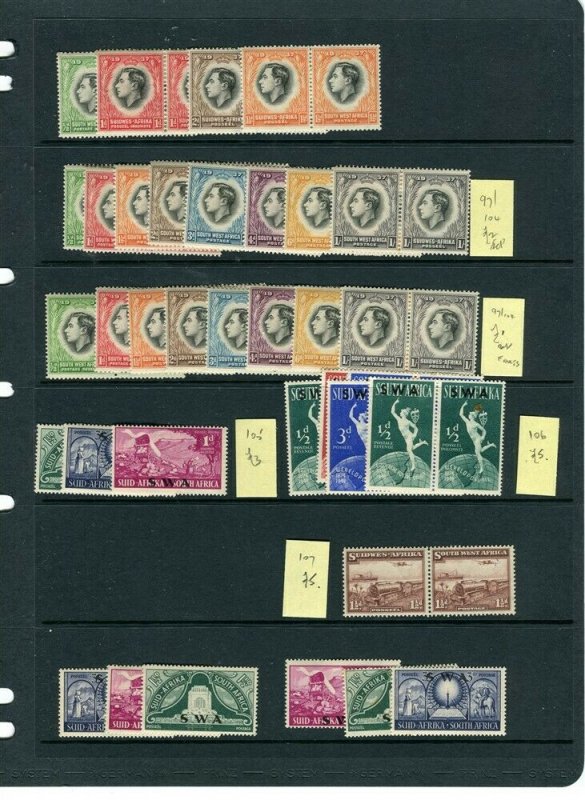 SOUTH AFRICA; 1938-40s early GVI issues useful small Mint STOCK LOT