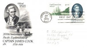 SCOTT 1732-3 CAPTAIN COOK SET ON ARTCRAFT CACHET PENCIL-ADDRESS FDC 1978