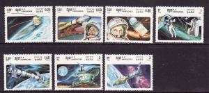 D5-Space-Cambodia-Scott#575-81-unused NH set-Satellites-1985