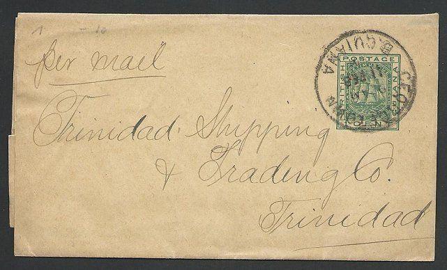 BR GUIANA 1904 1c newspaper wrapper used Georgetown to TRINIDAD............49667