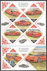 Dz0638 ! Imperf 2018 Guinea-Bissau Enzo Ferrari Cars #(10073-7)I+Bl1735I Mnh