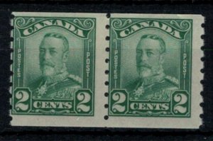 Canada 1929 UN161 2-Cent Scroll KGV Coil Pair - MLH