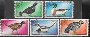 Mongolia 1991  Set of 5 - Asian Game Birds  # 2260 - 2264