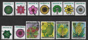 SINGAPORE SG212/24 1973 FLOWERS & PLANTS USED