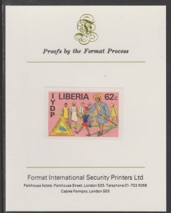 LIBERIA 1982 DISABLED YEAR  imperf proof mounted on Format Proof Card