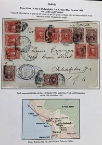 1903 La Paz Bolivia Commercial Cover To Philadelphia Pa Usa Via Panama