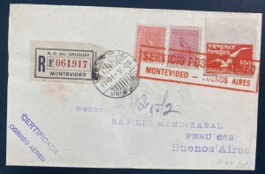 1926 Montevideo Uruguay Early Airmail Cover To Buenos Aires Argentina