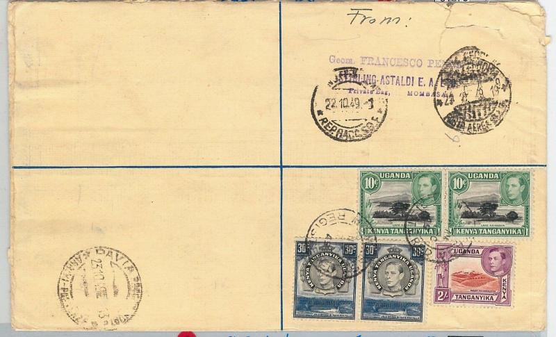 61373 -  British KUT - POSTAL HISTORY: REGISTERED STATIONERY COVER to ITALY 1949