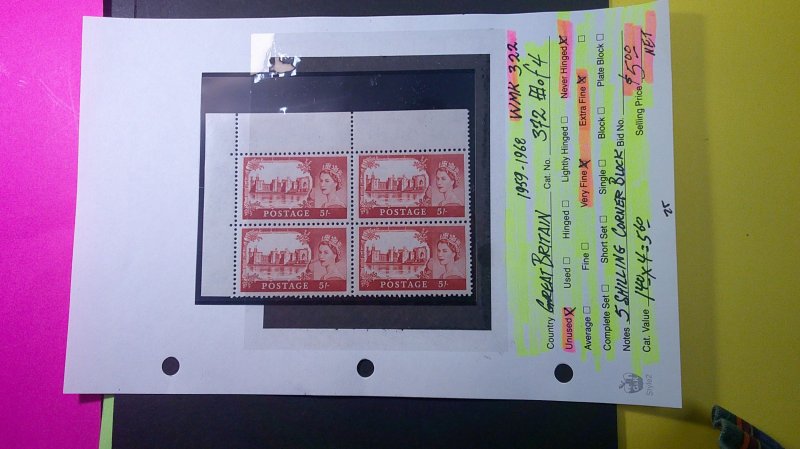 Great Britain 1959-1968 Scott# 372 Mint NH XF Block of 4