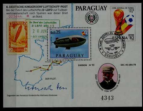 Paraguay C522 MNH s/s Zeppelins/Football-82 SCV20