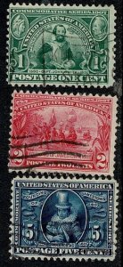 USA #328-30 used complete Jamestown