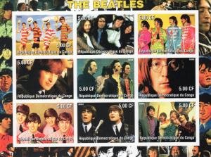 THE BEATLES Sheet (9) Imperforated Mint (NH)