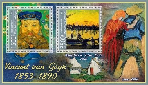 Stamps. Art. Painting Van Gogh  2022 year 1+1 sheets perforated  Niger