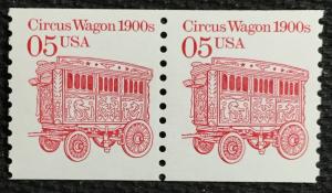 US #2452a MNH Coil Pair Circus Wagon Dull Gum SCV $.50