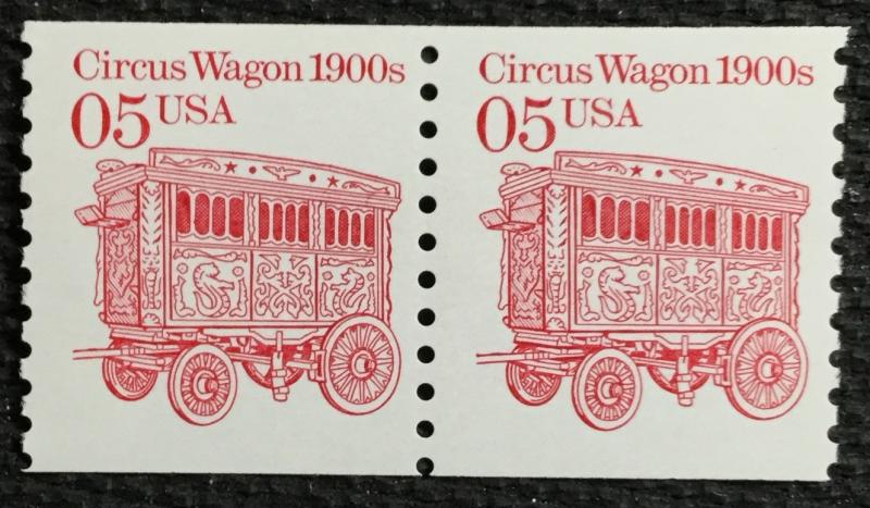 US #2452a MNH Coil Pair Circus Wagon Dull Gum SCV $.50