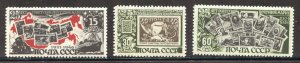 Russia Scott 1080-82 Unused HOG - 1946 1st Postage Stamp 25th Anniv - SCV $10.00