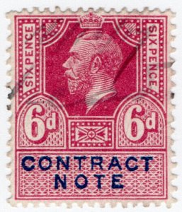 (I.B) George V Revenue : Contract Note 6d (Orb watermark)