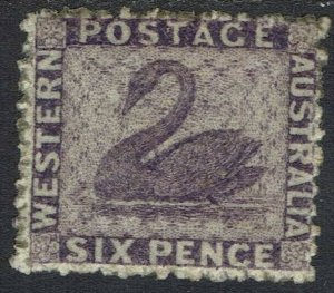 WESTERN AUSTRALIA 1863 SWAN 6D NO WMK PERF 13