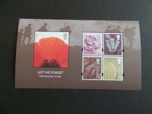 GB QEII 2007 Lest We Forget Passchendaele Miniature Sheet MS2796 Cat £10 M/N/H